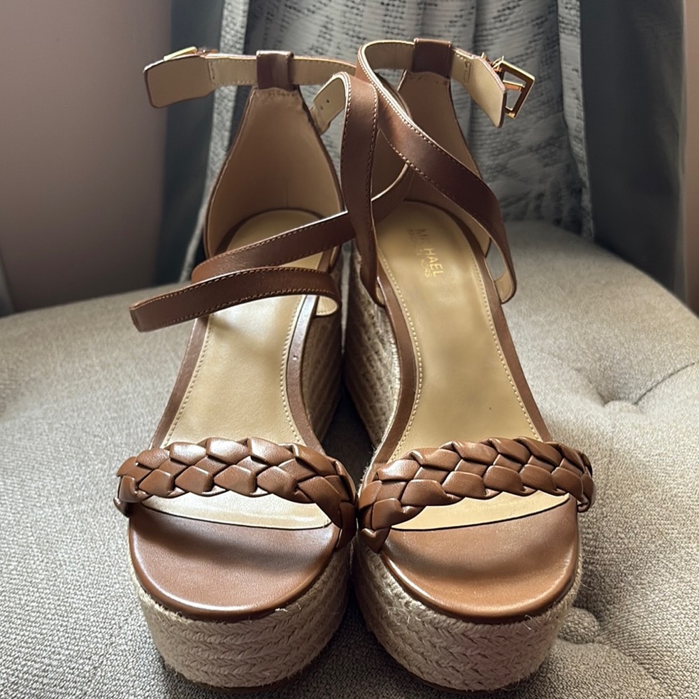 Michael Kors Brown Platform Wedge Sandals